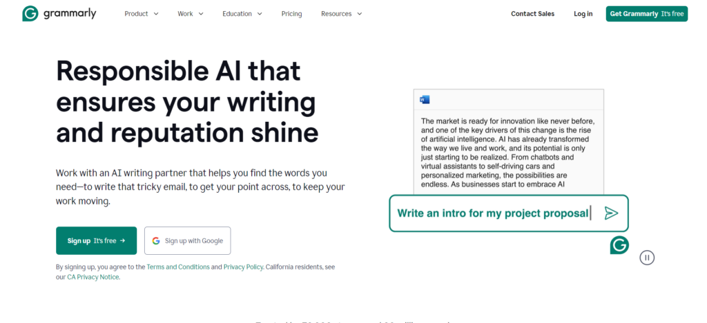 grammarly AI tool user interface 