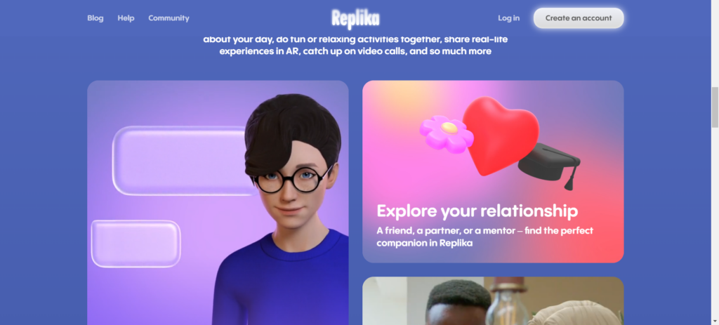 Replika ai tool user interface